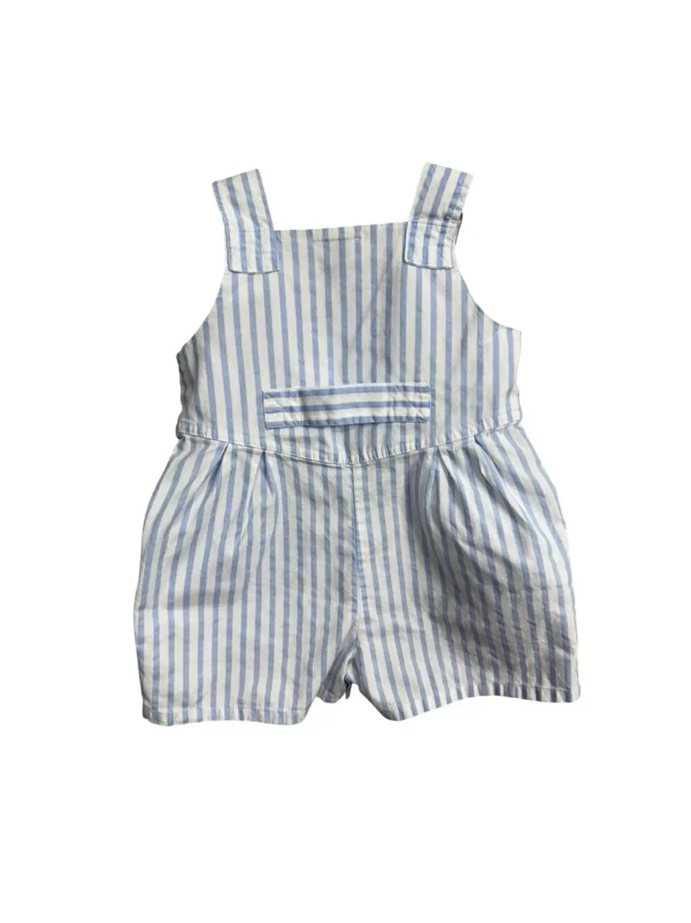 Vintage All Mine Baby Romper Blue White Stripe Overalls Embroidered Animals 6–12